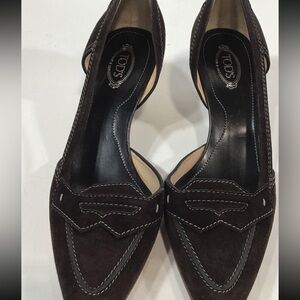 Tod's Women's Brown Suede Pumps With Kitten Heels Size 7